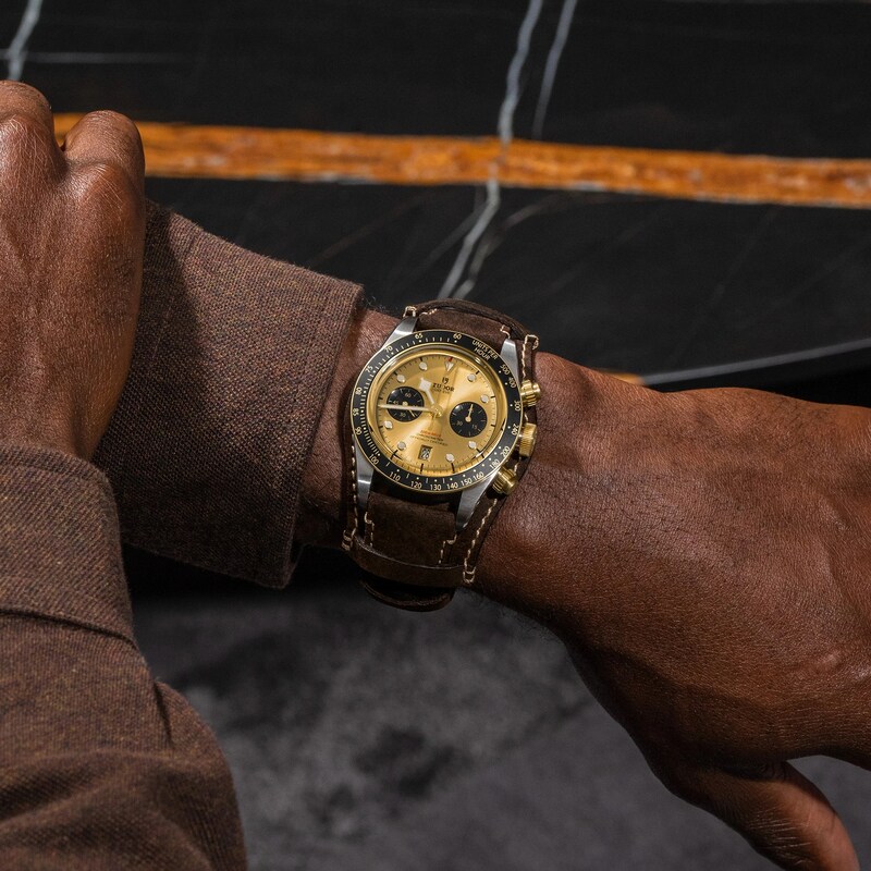 Tudor Black Bay S & G Chrono Men's Brown Leather Strap Watch