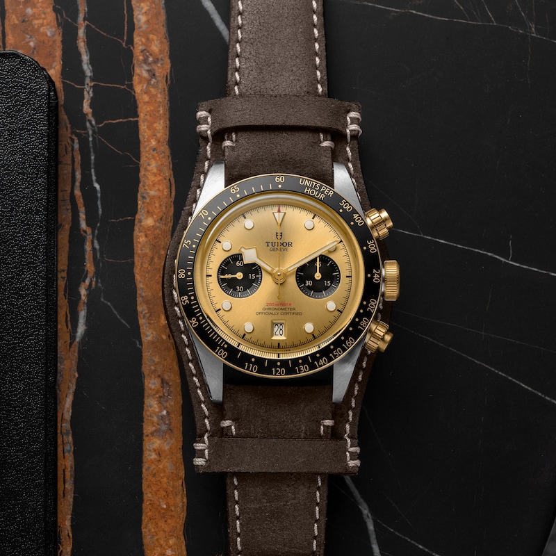 Tudor Black Bay S & G Chrono Men's Brown Leather Strap Watch