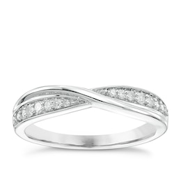 18ct White Gold 0.15ct Diamond Crossover Band