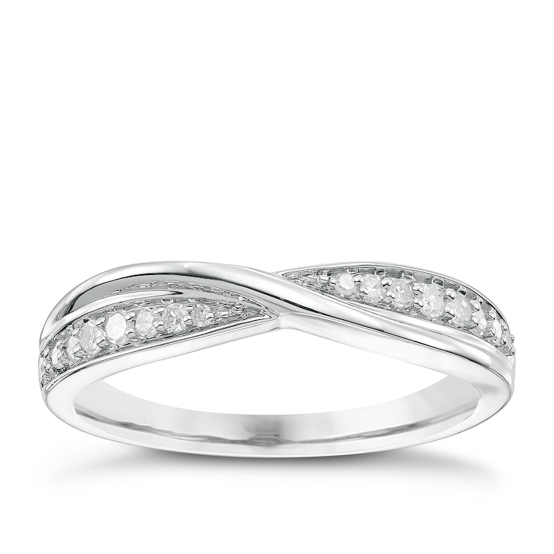 Platinum 0.15ct Diamond Crossover Band