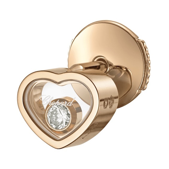 Chopard My Happy Hearts 18ct Rose Gold Diamond Stud Earring