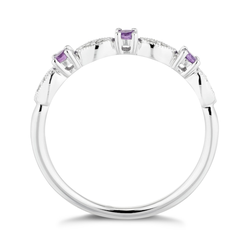 9ct White Gold Amethyst & Diamond Vintage Eternity Ring