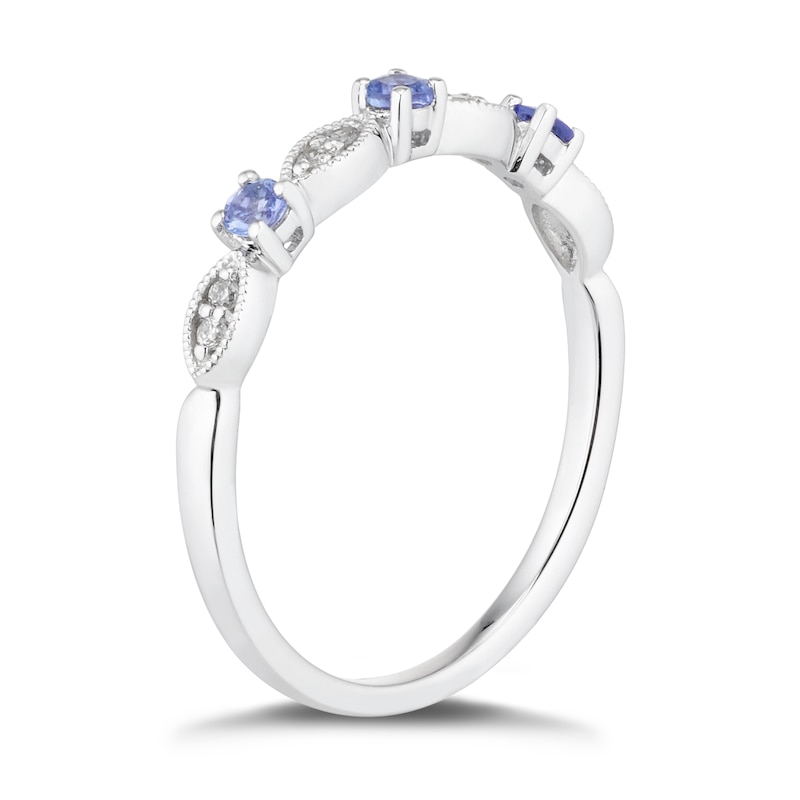 9ct White Gold Tanzanite & Diamond Vintage Eternity Ring