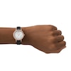 Thumbnail Image 3 of Emporio Armani Ladies' Crystal Bezel Black Leather Strap Watch