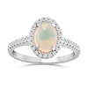 Thumbnail Image 1 of 18ct White Gold Opal & 0.20ct Diamond Ring