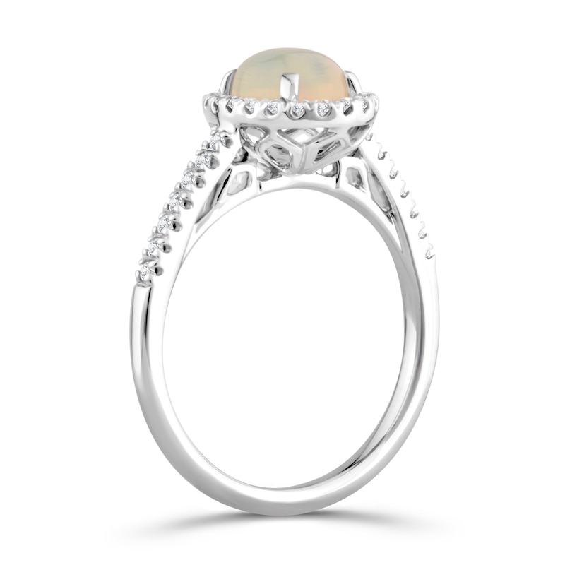 Main Image 2 of 18ct White Gold Opal & 0.20ct Diamond Ring