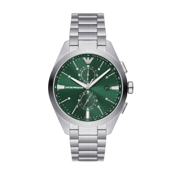 Emporio Armani Mens Green Chronograph Stainless Steel Watch