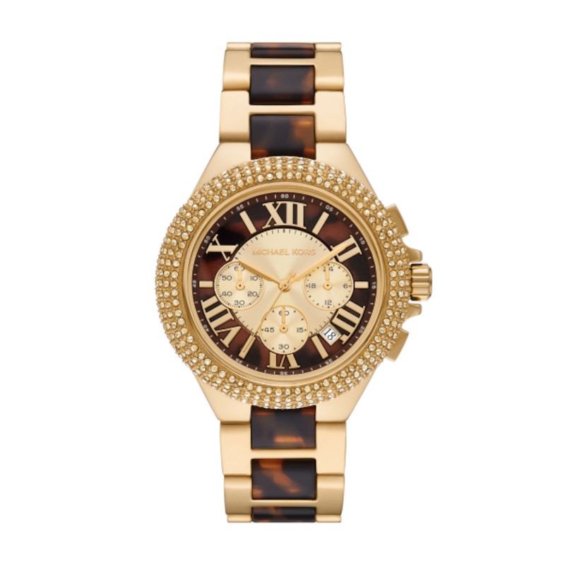 Michael Kors Camille Ladies' Tortoiseshell Two-Tone Bracelet Watch