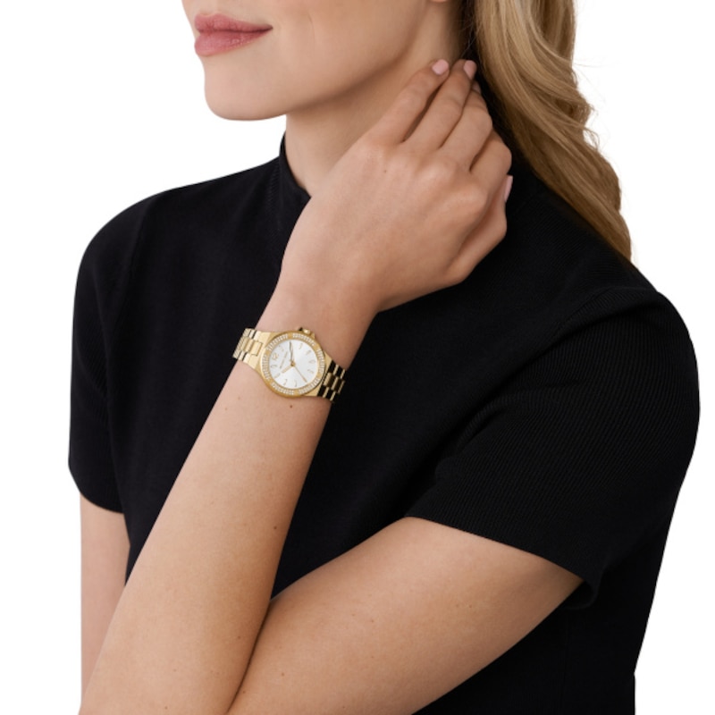 Main Image 4 of Michael Kors Lennox White Dial & Gold Tone Bracelet Watch