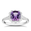 Thumbnail Image 0 of 9ct White Gold Amethyst & Diamond Vintage Ring