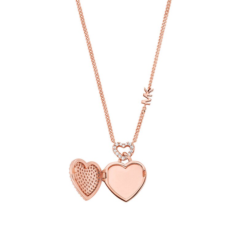 Michael Kors Rose Gold Plated & CZ Adjustable Heart Locket