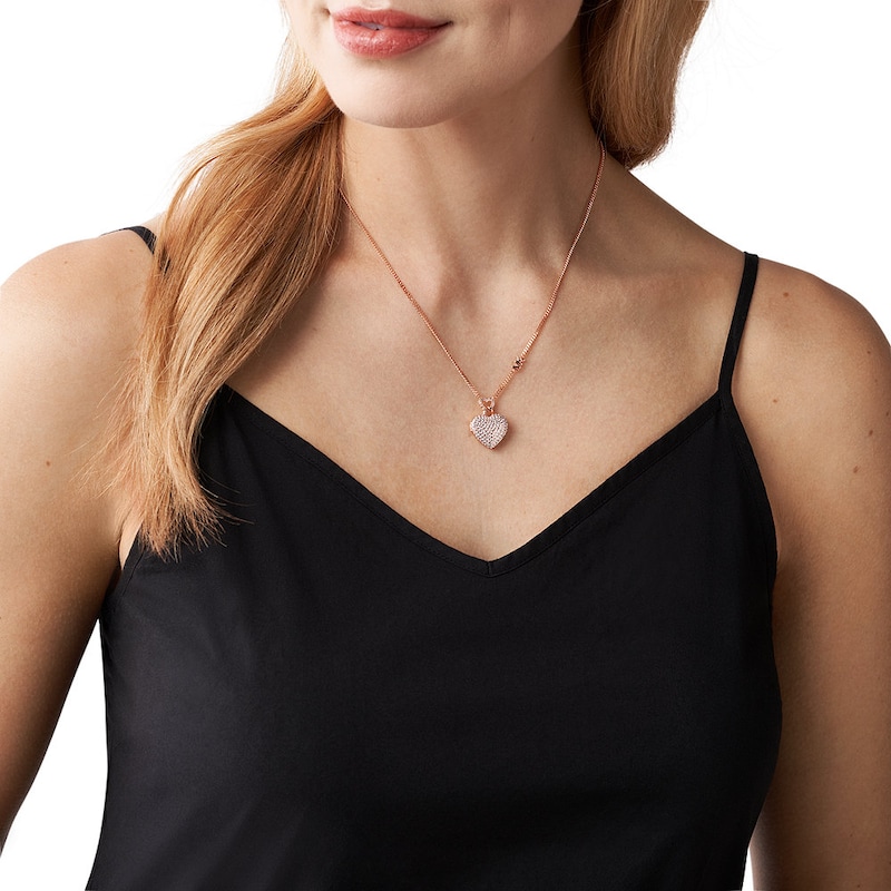 Main Image 4 of Michael Kors Rose Gold Plated & CZ Adjustable Heart Locket