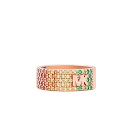 Michael Kors 14ct Rose Gold Plated Pave Ring (Size L)