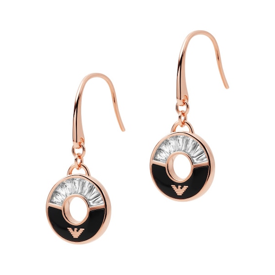 Emporio Armani Rose Gold Plated Silver CZ Drop Earrings