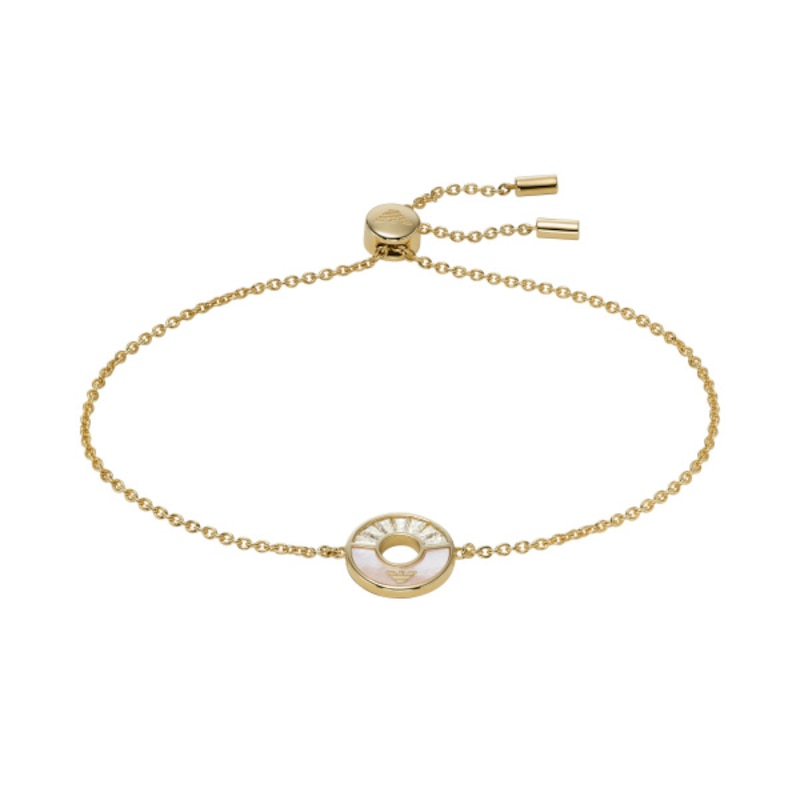 Emporio Armani Yellow Gold Plated Silver 7 Inch CZ Bracelet