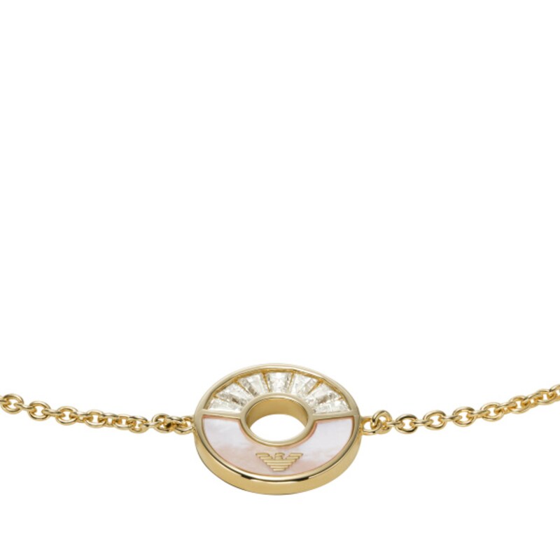 Emporio Armani Yellow Gold Plated Silver 7 Inch CZ Bracelet