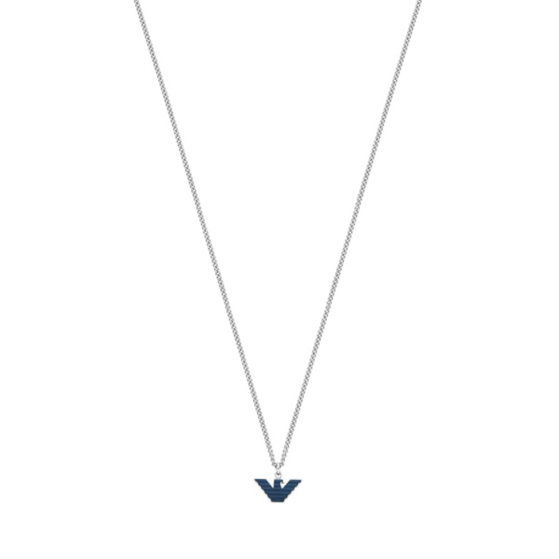 Main Image 1 of Emporio Armani Men's Stainless Steel Blue Logo Pendant