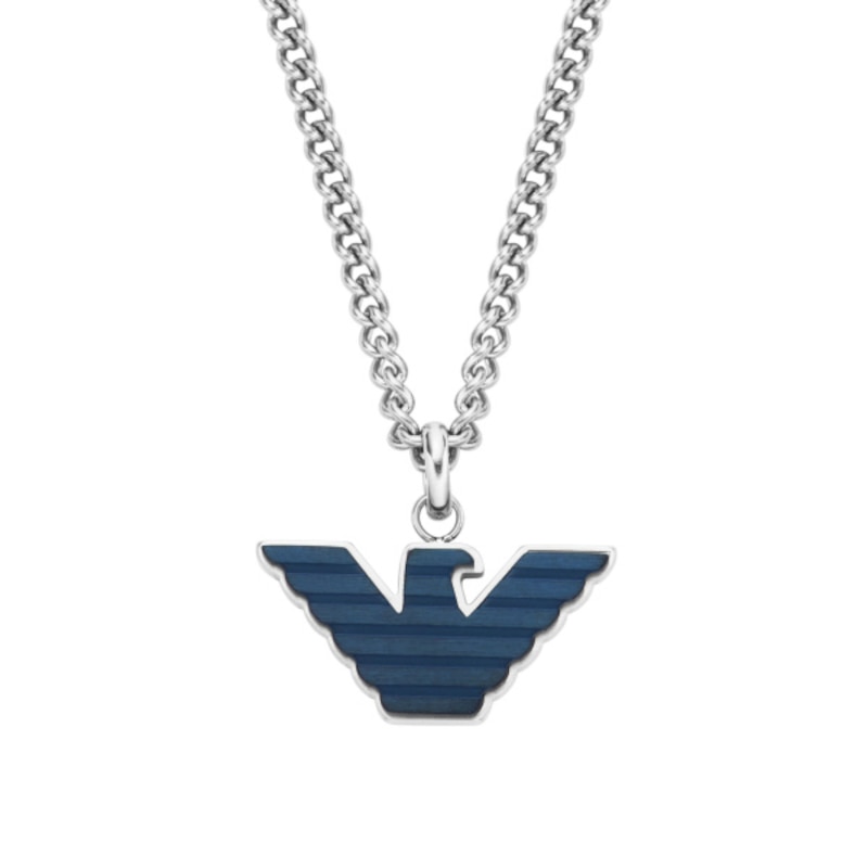 Main Image 2 of Emporio Armani Men's Stainless Steel Blue Logo Pendant