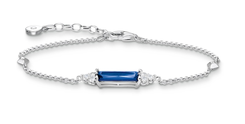 Thomas Sabo Ocean Wave Silver 7 Inch & Blue Cubic Zirconia Bracelet