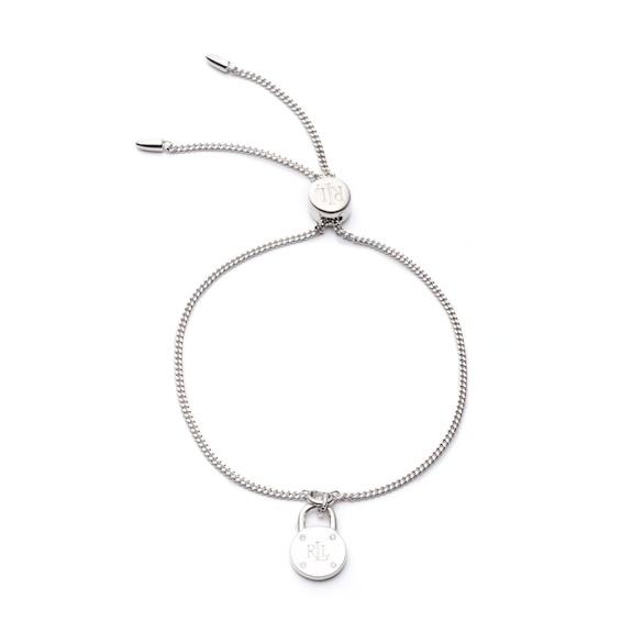 Lauren Ralph Lauren Sterling Silver 7 Diamond Padlock Bracel