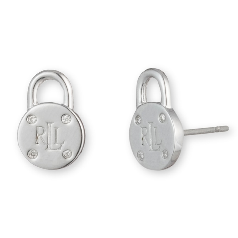 Lauren Ralph Lauren Silver & Diamonds Padlock Stud Earrings