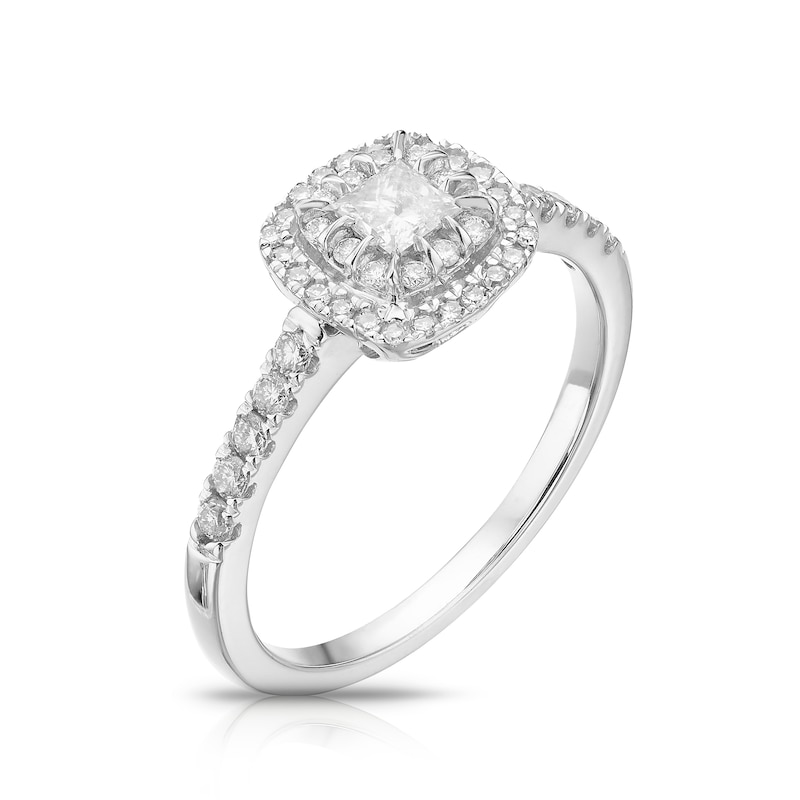 Main Image 1 of Engagement Ring 9ct White Gold 0.50ct Total Diamond Cushion Cluster Ring