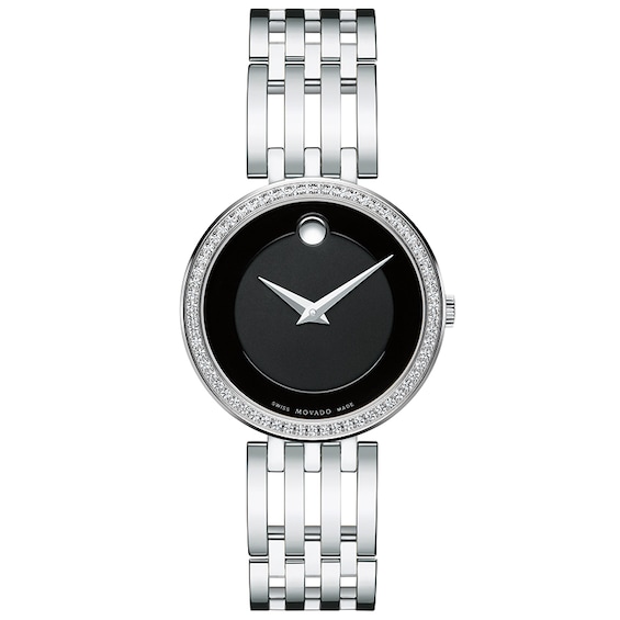 Movado Esperanza Ladies Crystal Bezel Stainless Steel Bracel