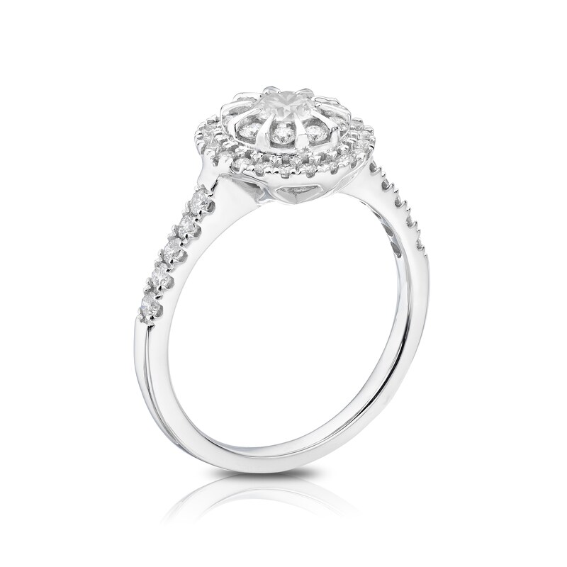 Main Image 2 of 9ct White Gold 0.75ct Total Diamond Round Cluster Ring