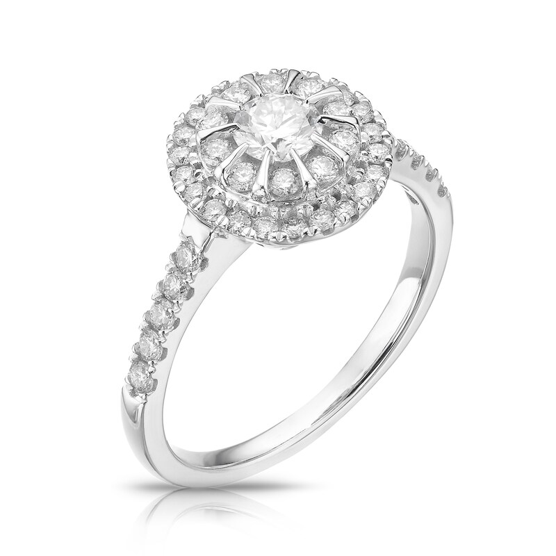 Main Image 3 of 9ct White Gold 0.75ct Total Diamond Round Cluster Ring