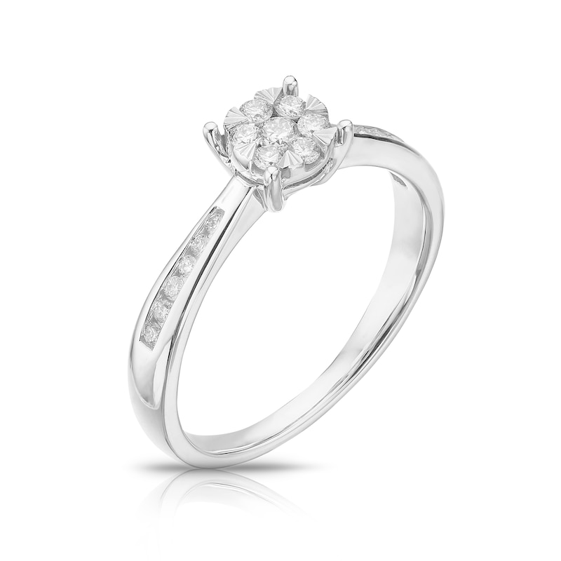 Main Image 2 of Engagement Ring 9ct White Gold 0.25ct Diamond Cluster Ring