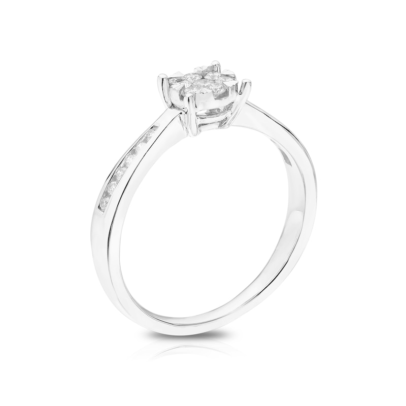 Main Image 3 of Engagement Ring 9ct White Gold 0.25ct Diamond Cluster Ring