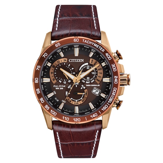 Citizen Eco-Drive PCAT Men’s Brown Leather Strap Watch