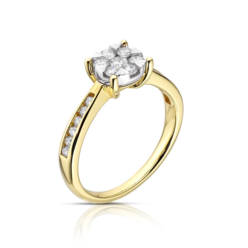 9ct Yellow Gold 0.50ct Total Diamond Cluster Ring
