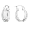 Thumbnail Image 0 of 9ct White Gold Glitter Double Row Hoop Earrings