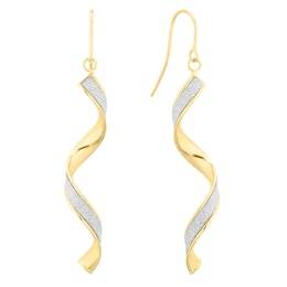 9ct Yellow Gold Sparkle Twist Drop Earrings