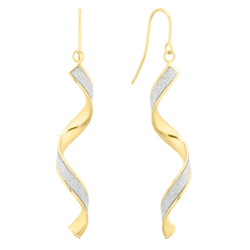 Main Image 1 of 9ct Yellow Gold Sparkle Twist Drop Earrings