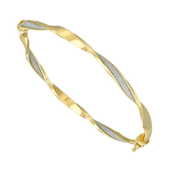 9ct Yellow Gold Sparkle Twist Bangle