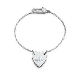 Gucci Trademark Engraved Heart Silver Bracelet