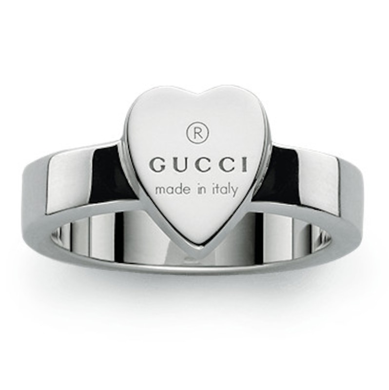 Gucci Trademark Engraved Heart Silver J-K Ring