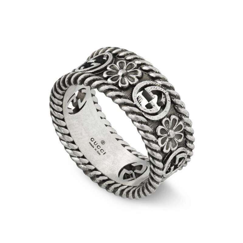 Main Image 1 of Gucci Interlocking Flower Silver Ring (Size K)