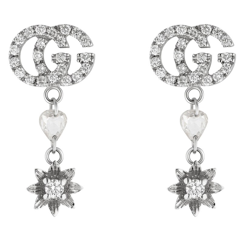 Gucci Flora 18ct White Gold Diamond Drop Earrings