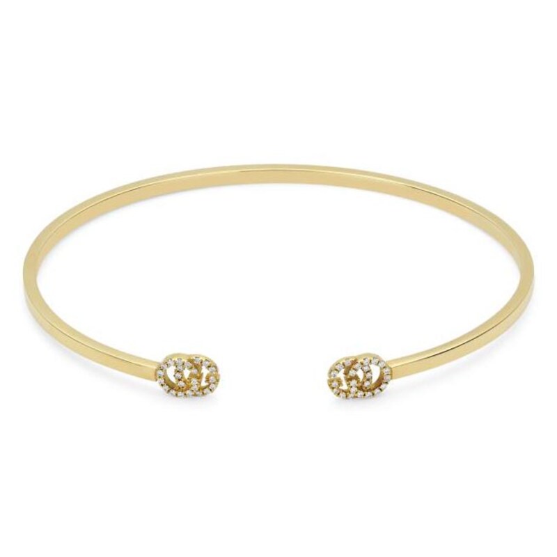 Gucci 18ct Yellow Gold Diamond Open Bangle 18cm