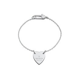Gucci Trademark Sterling Silver 7.5 Inch Heart Bracelet