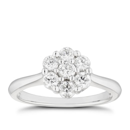 Platinum 0.50ct  Diamond Flower Cluster Ring