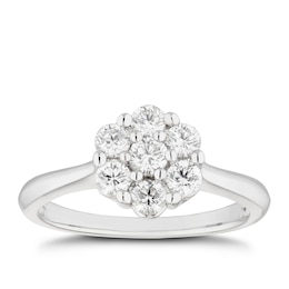 Platinum 0.50ct Diamond Flower Cluster Ring