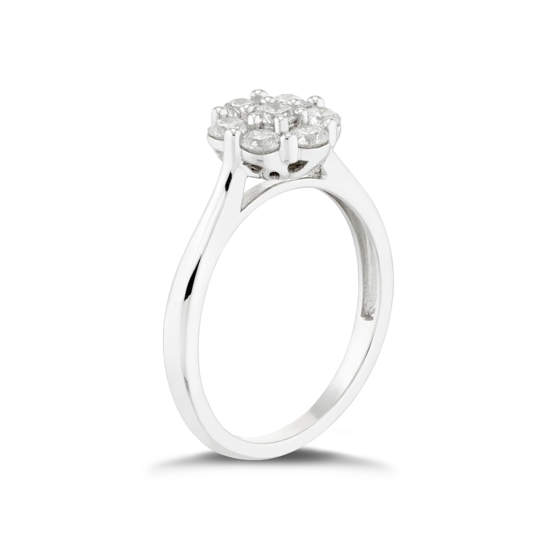 Platinum 0.50ct  Diamond Flower Cluster Ring