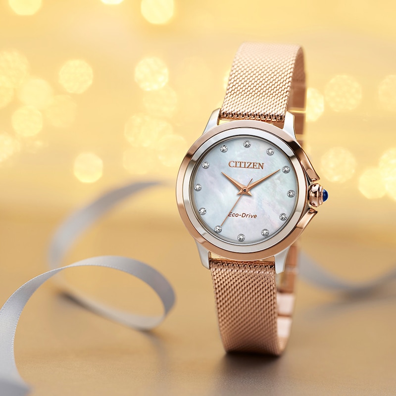 Main Image 5 of Citizen Eco-Drive Ceci Diamond Ladies' Mesh Bracelet Watch