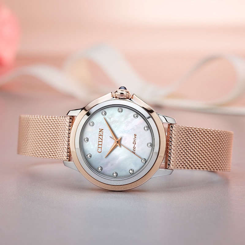 Main Image 6 of Citizen Eco-Drive Ceci Diamond Ladies' Mesh Bracelet Watch