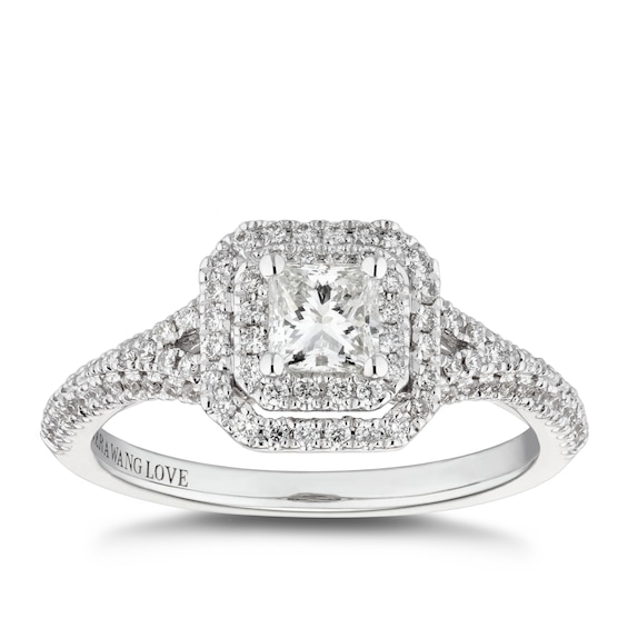 Vera Wang 18ct White Gold 0.69ct Total Diamond Halo Ring