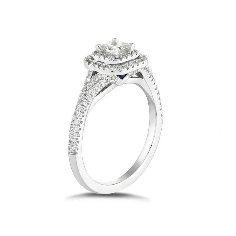 Vera Wang 18ct White Gold 0.69ct Total Diamond Halo Ring